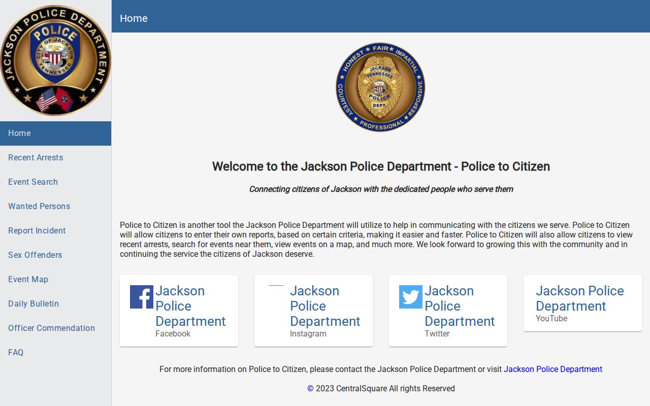 Madison County Jackson P2C official city arrest-record portal interface