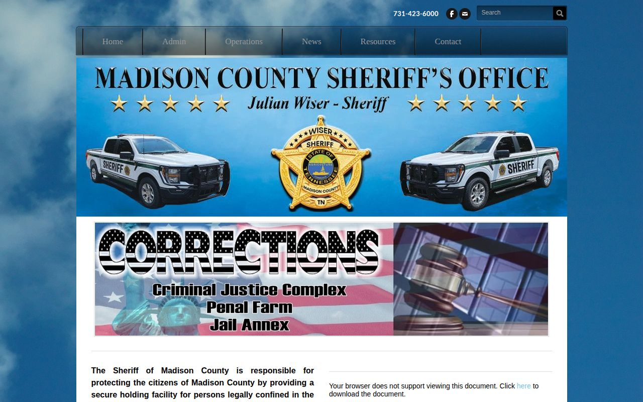 Madison County Jail corrections and booking record source